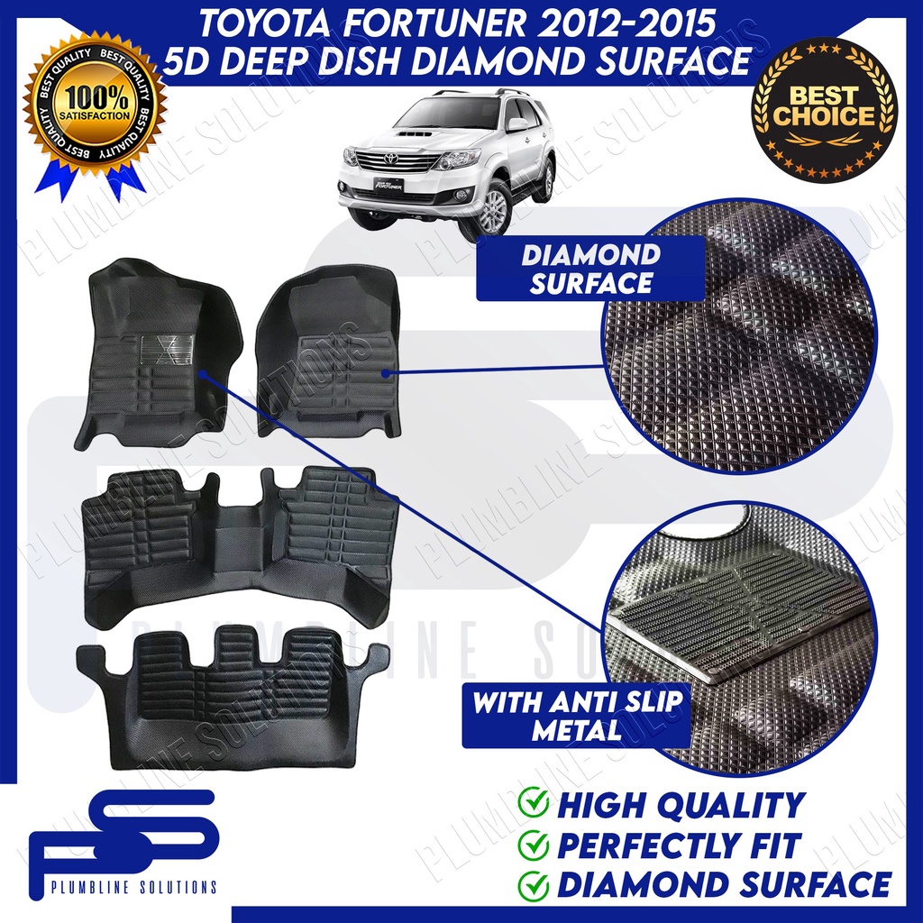 5D Diamond Black Surface Deep Dish Matting for Toyota Fortuner 2012 ...