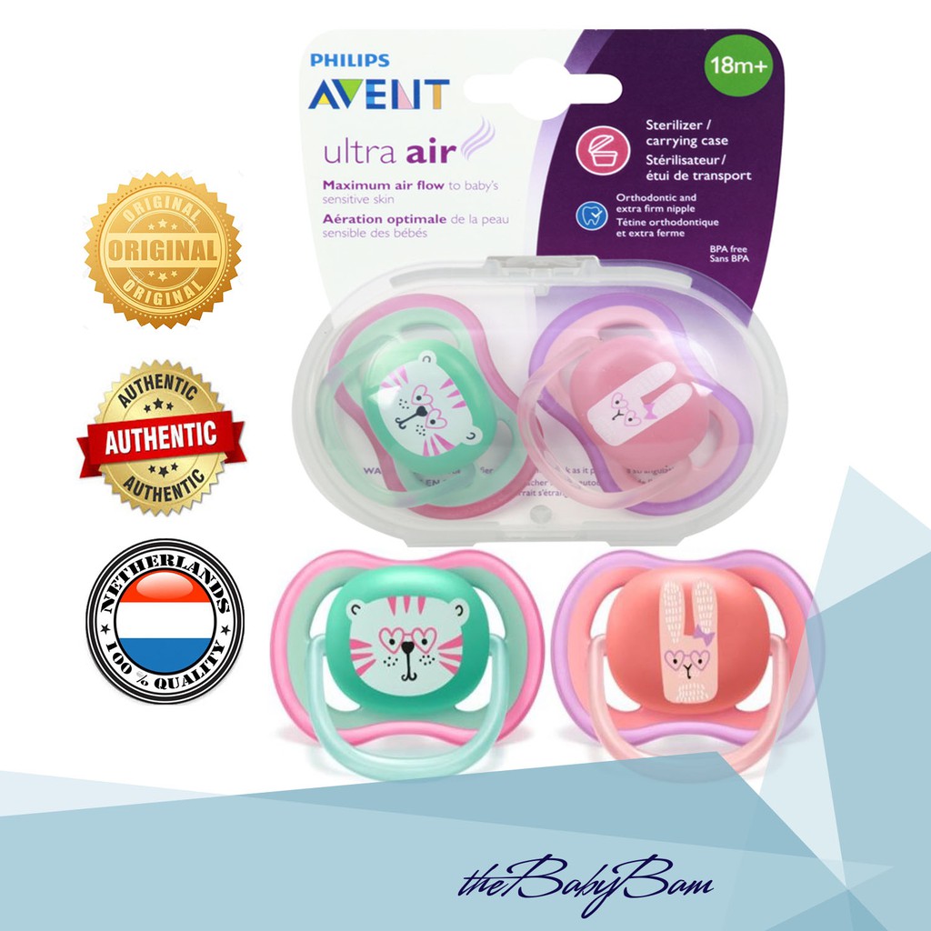 Philips Avent Ultra Air Pacifier / Soother for 18m+ Bunny Cat ( 2pcs