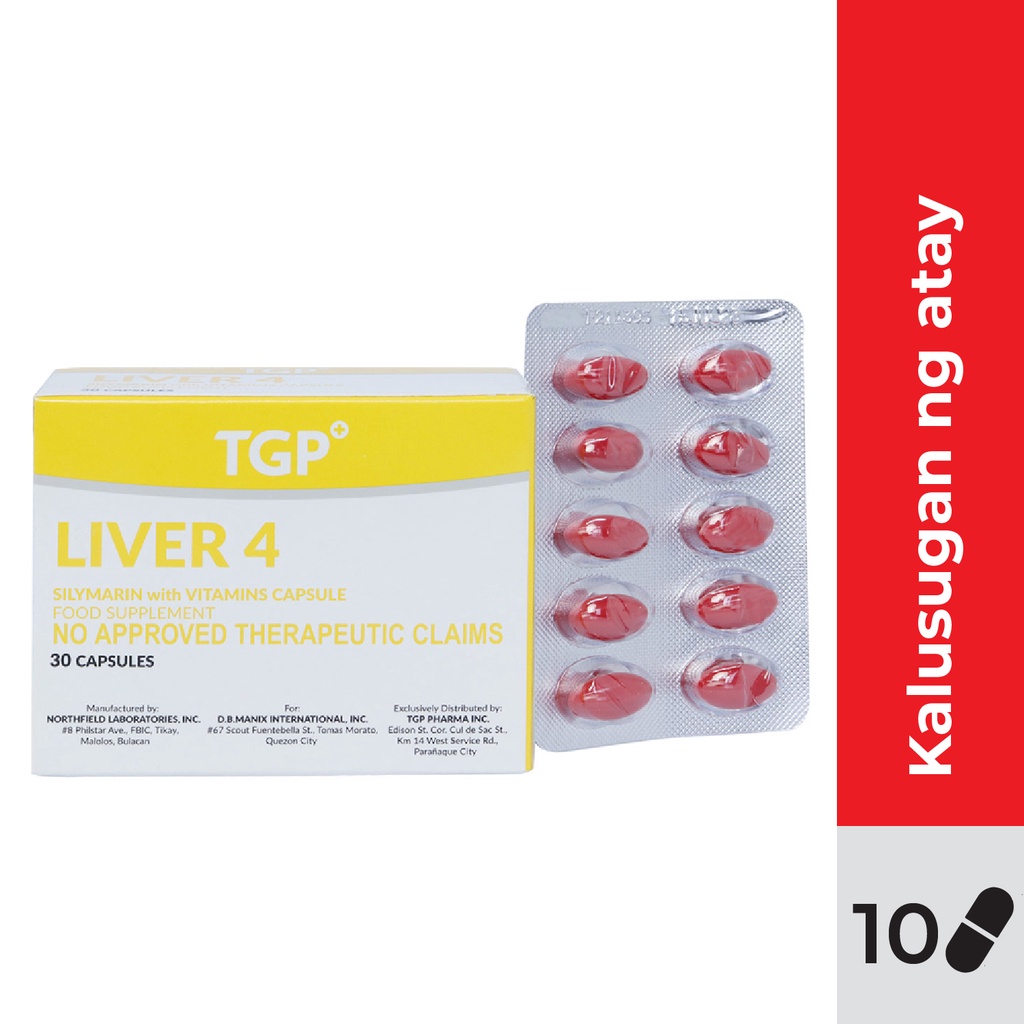 TGP Liver 4 Silymarin + Vitamins 125mg Softgel Capsule 10 Pcs/pack For