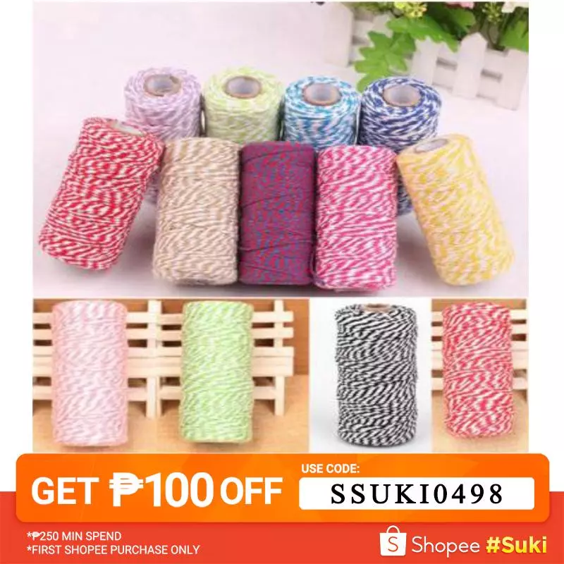 100M/Roll Cotton Cord Baker Twine Colorful Cotton Crafts Twine
