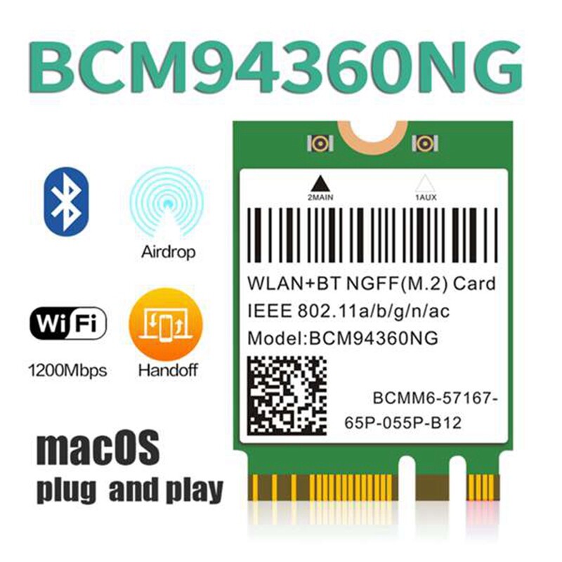 COD№♛☂Dual Band 1200Mbps BCM94360NG WiFi Card for MacOS Hackintosh 802