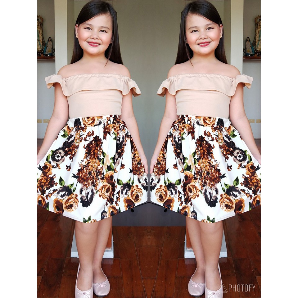 Kid's Fashion Cute Off Shoulder Terno Dress OOTD to 10 Yrs Old