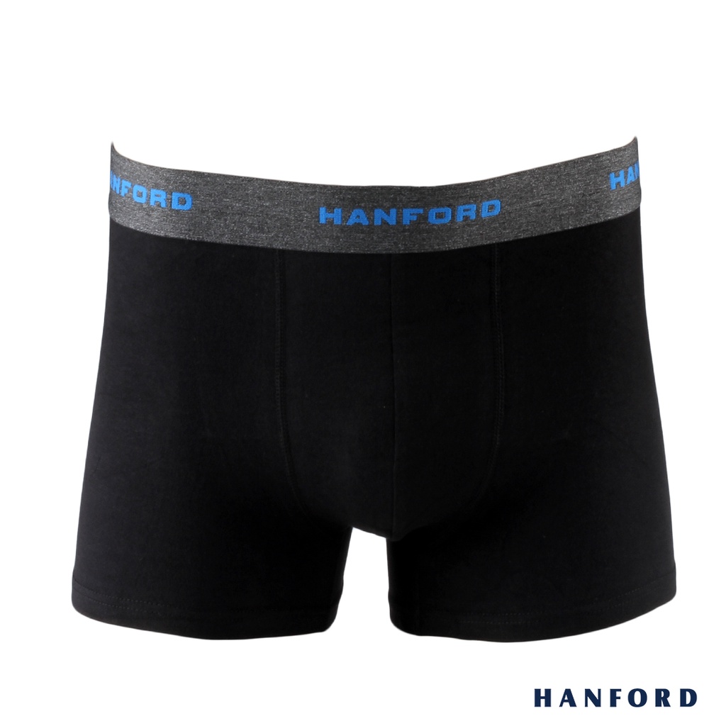 Hanford Men Cotton w/ Spandex Boxer Briefs Oxford - Black/Blue/Yellow ...