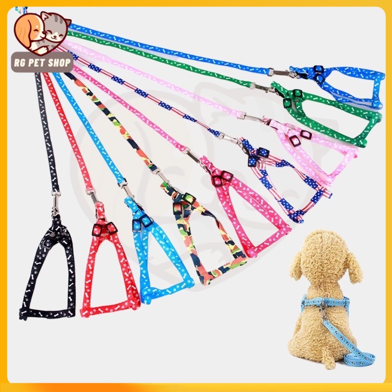 Dog Cat Adjustable Leash Harness Puppy Kitten Printed Nylon Leash 1.0cm ...