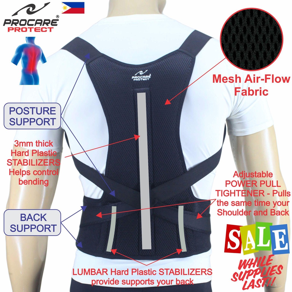 Procare Protect Bs15 Total Posture Back Support Brace All In One Power Pull Tighteners With