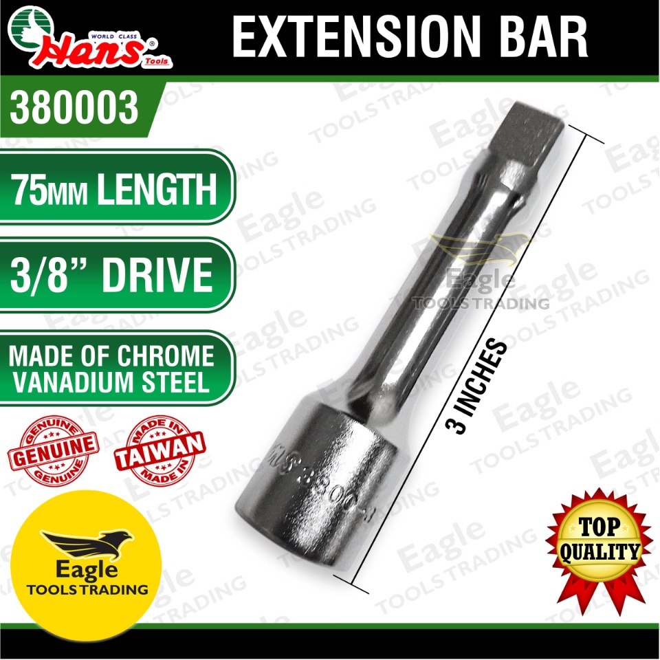 Hans 3/8 inch drive 3 inches Extension Bar 75mm 3800-03 | Shopee ...