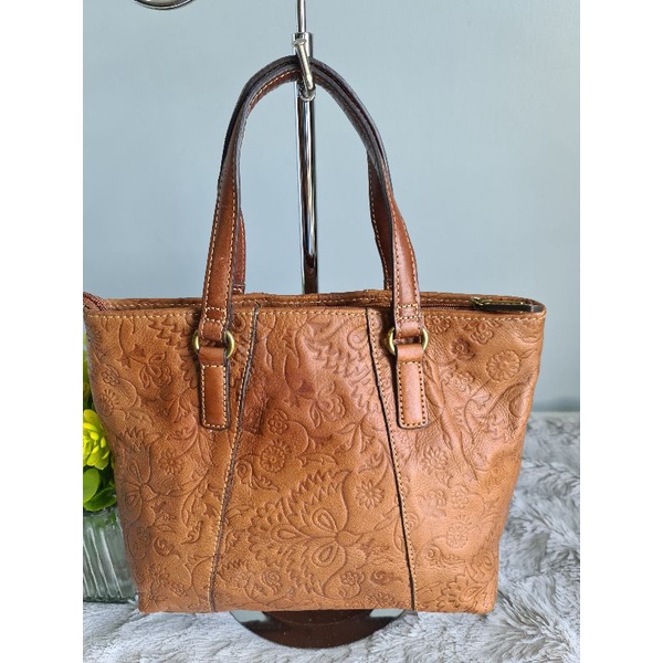 Authentic Fossil hand tooled leather mini bag | Shopee Philippines