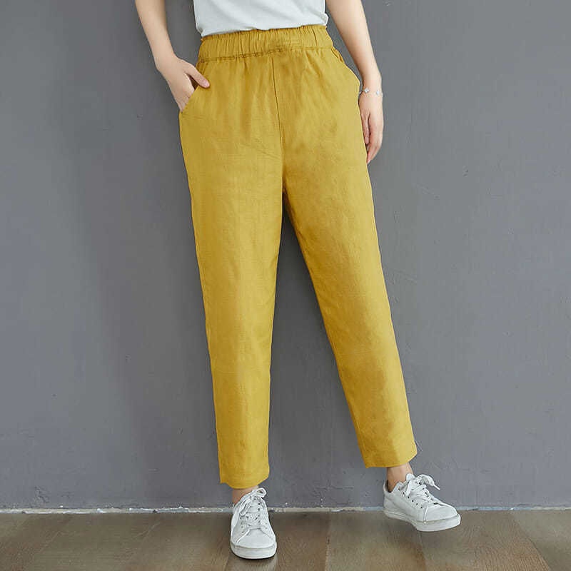 Cotton Linen Harem Pants Plus Size Women's Summer Korean Style Loose ...