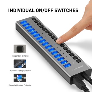 ACASIS 16 Ports Powered USB 3.0 Hub Data With Individual On/Off ...