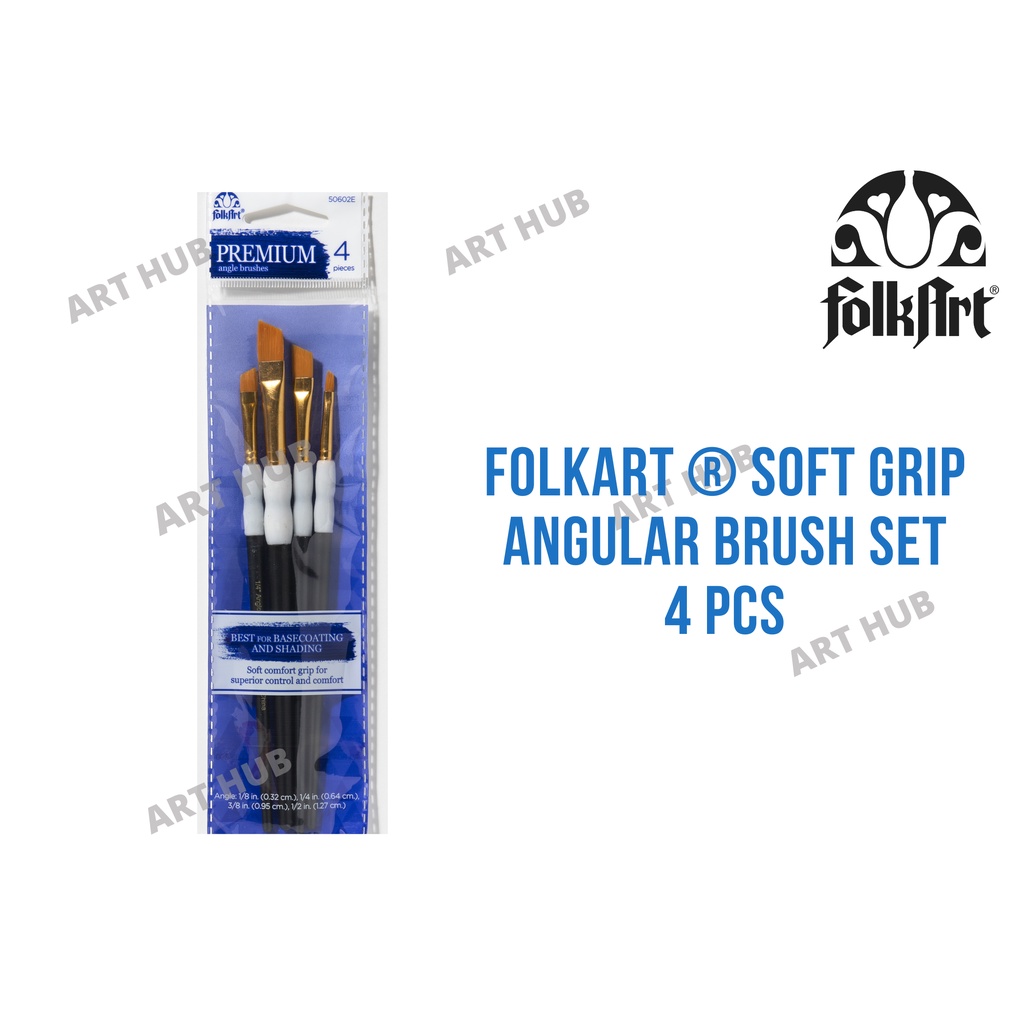 Plaid Premium Angle Soft Grip Glass Paint Brush Set Painting Mod Podge 5 Brushes Shopee