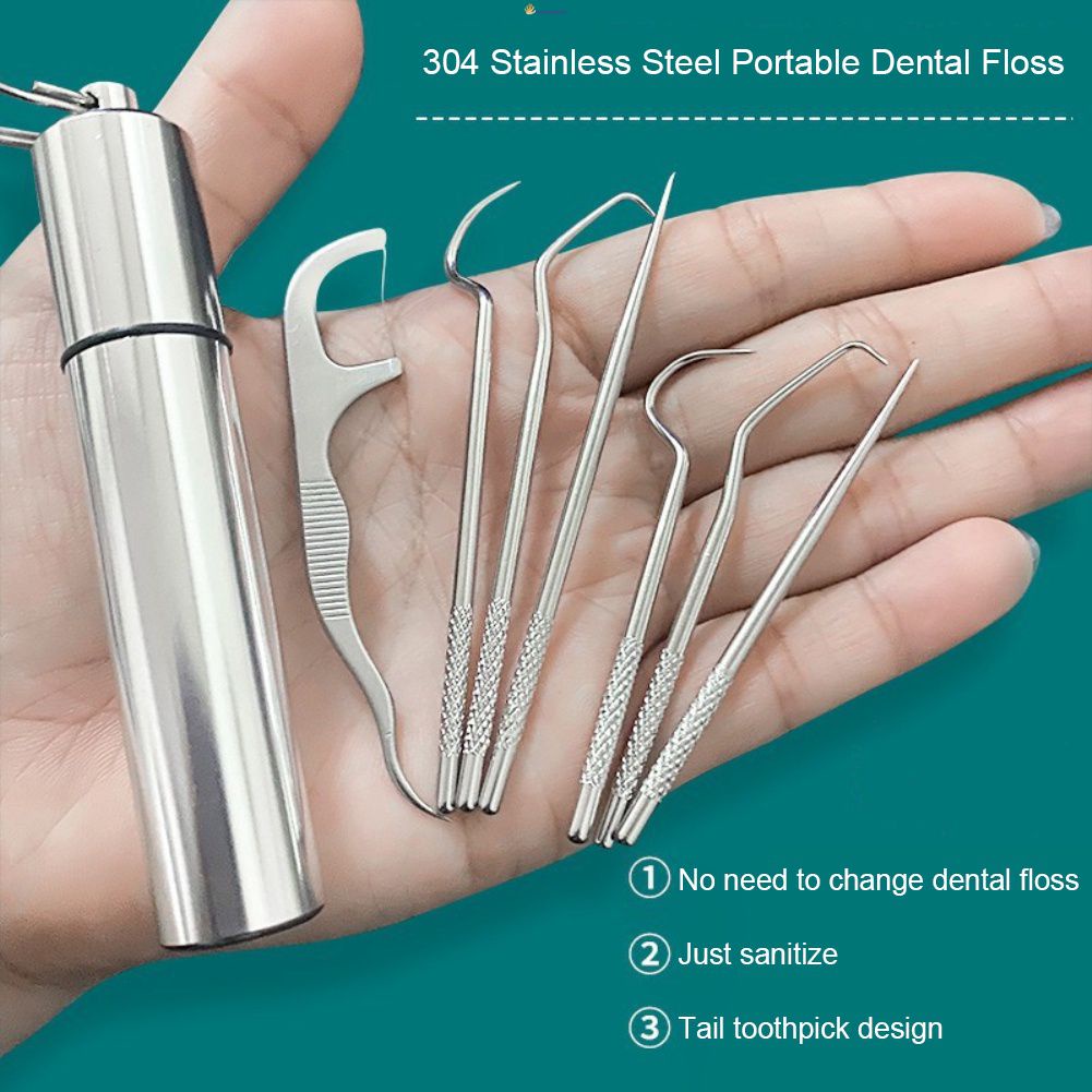 304 stainless steel portable toothpick artifact interdental crochet set