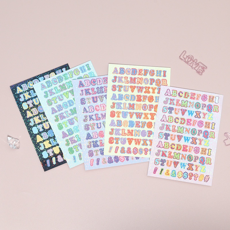 5PCS Letter Hand Account Flash Film Sticker Waterproof Diary Hand ...