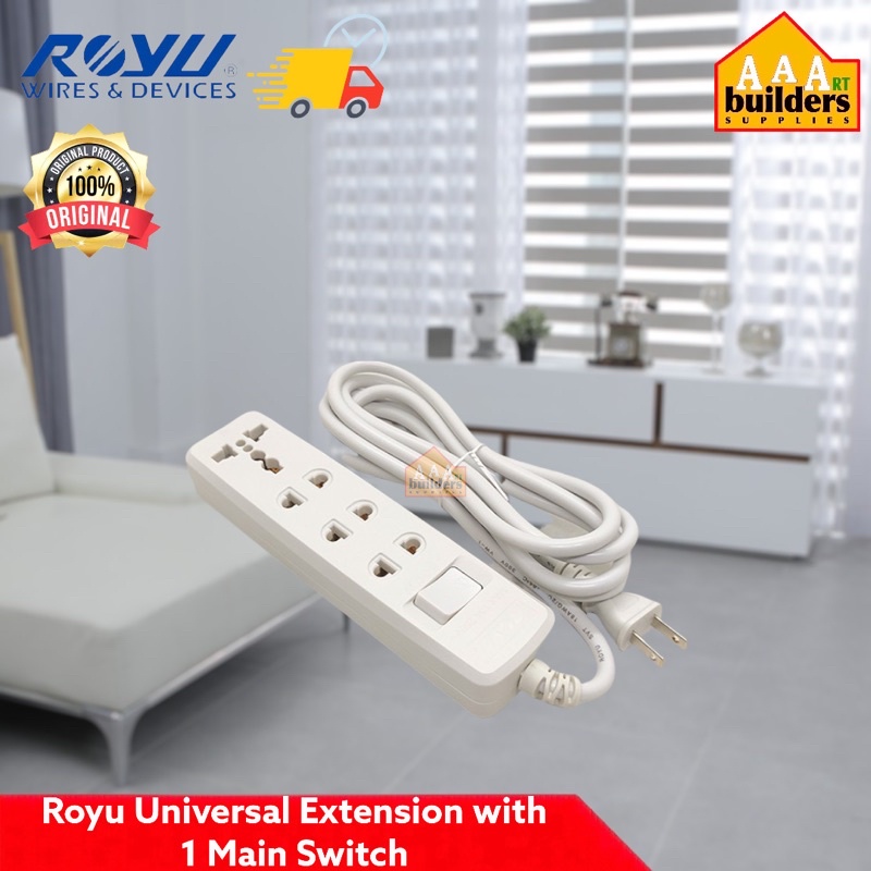 Royu Universal Extension Cord With 1 Main Switch 2mtrs cord | Shopee ...