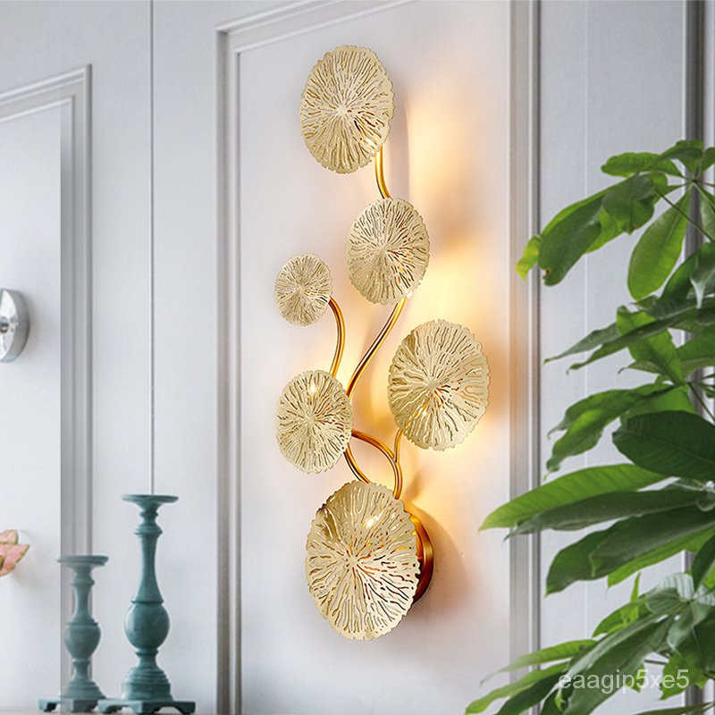 ♥⋮ Gold Lotus Leaf Wall Light G4 Modern Led Wall Lamp Luxury Copper 