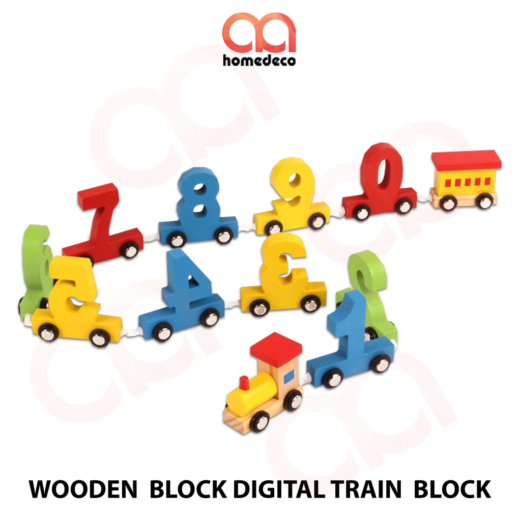 Wooden Block Digital Train Block Educational Toys Kids Child Learning ...