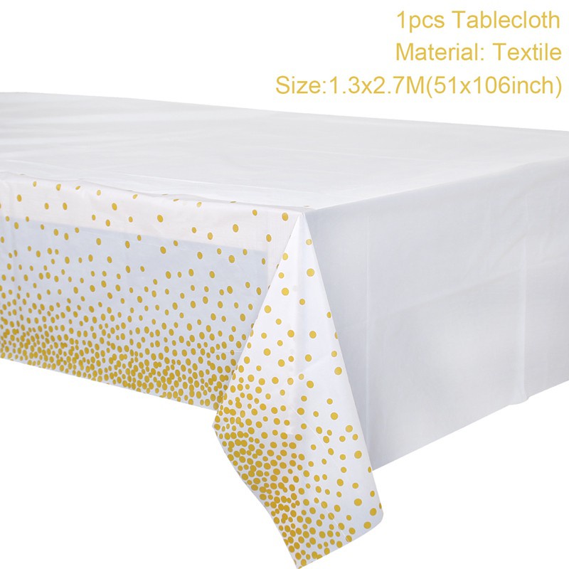 Disposable Gold Dot Gilded Tablecloth Rose Gold Plastic Table Cloth Happy Birthday Party