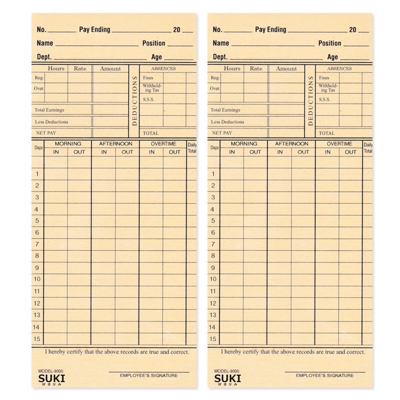 DTR /Time Cards Timecards Monthly 2sided for Employee Attendance Time