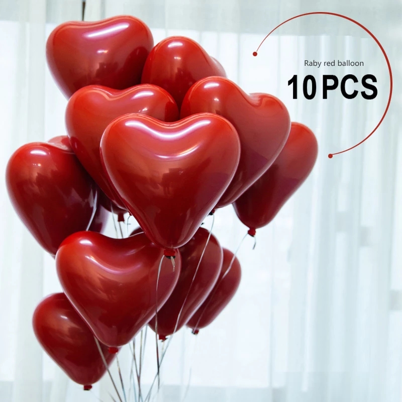 10pcs Red Heart Latex Balloons Heart Shape Balloon For Wedding Anniversary Valentines 6851