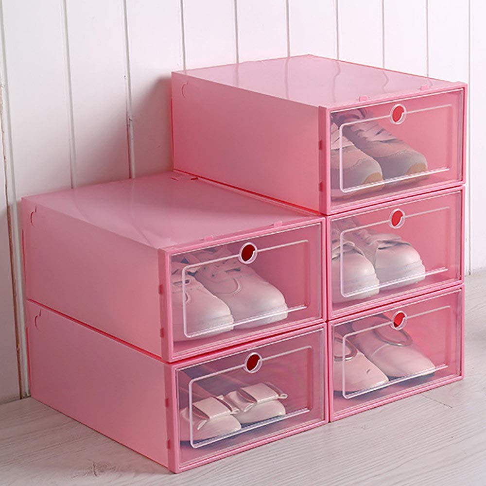 WL Shoe Organizer Containers with Lids Shoe Storage Boxes Clear