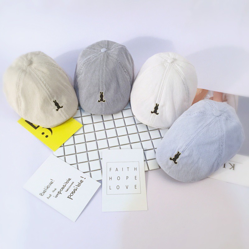 【Ready Stock】Children Soft Striped Hat Girls Boys Cartoon Rabbit Cap ...