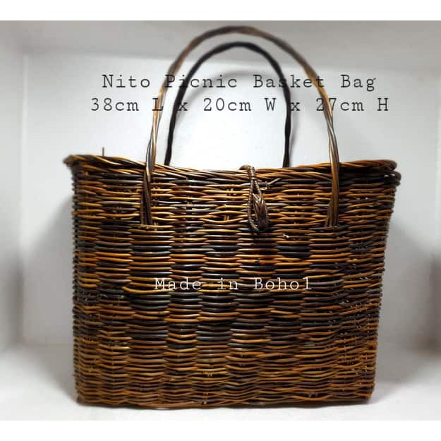 Nito Picnic Basket Bag Rattan Woven Wicker Handicraft Native Shopee