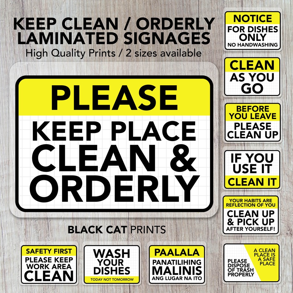 Cleanliness Keep Clean Keep In Order Sign Laminated Signage Sign Board Shopee Philippines 7008