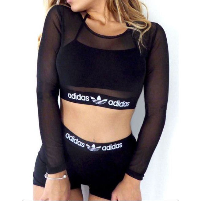 Adidas belly cheap top and shorts