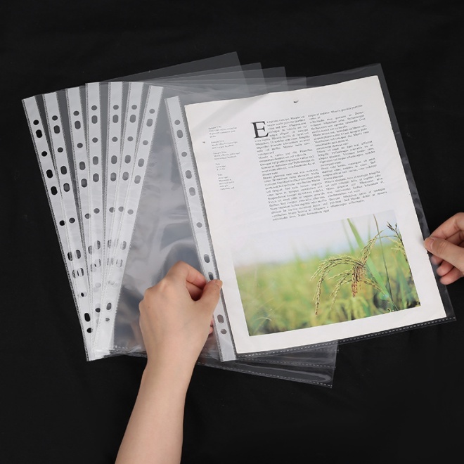 Plastic A4 Size Pp Transparent Waterproof Document Holder 11hole Clear ...