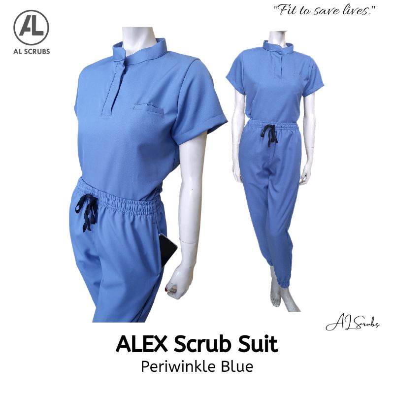 AL SCRUBS Alex Scrub Suit (Periwinkle Blue), left sleeve pockets for