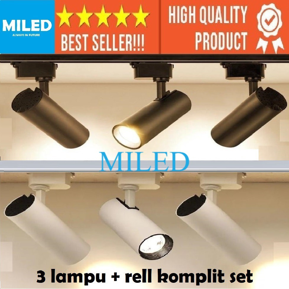Complete SET OF 3 LIGHTS + RELL LED TRACK RAIL LIGHTS TRACKLIGHT RELL ...