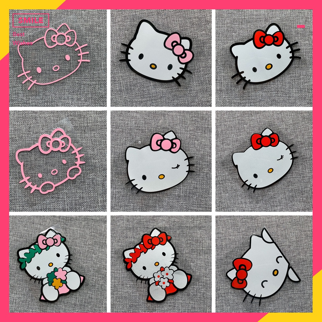 Hello Kitty Car Rearview Mirror Body Door Decoration Sticker Reflective ...