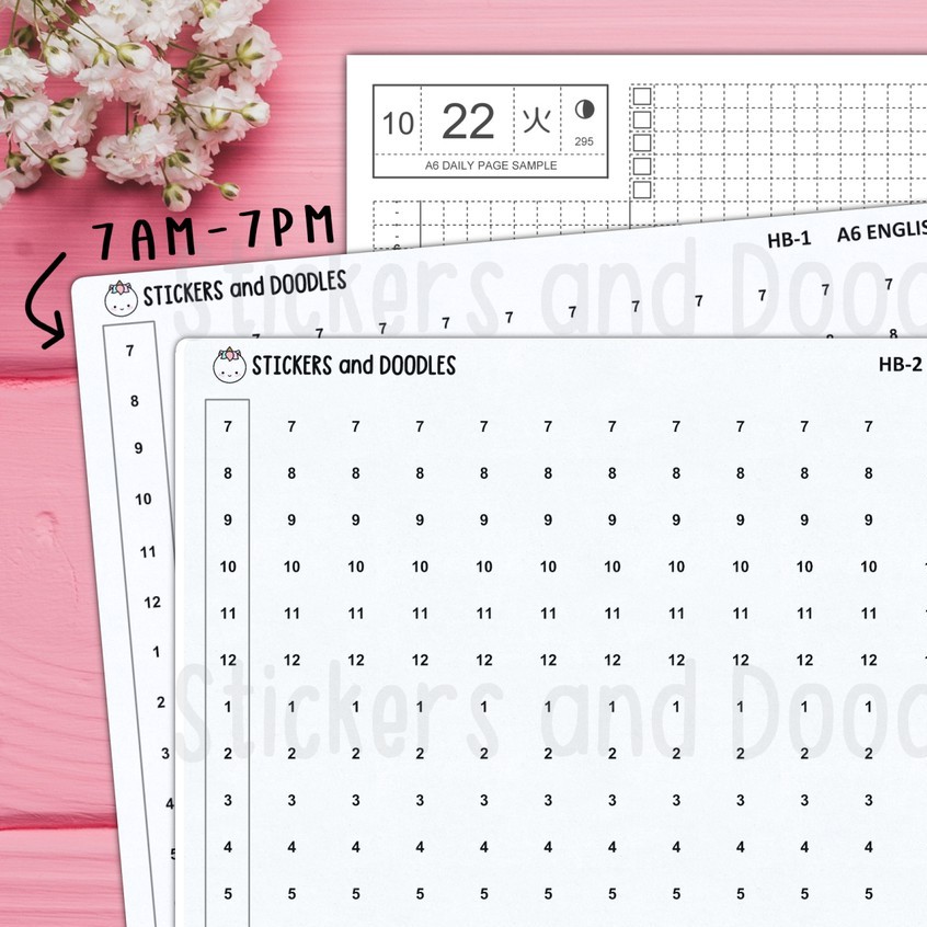 Time Strip Stickers for Hobonichi a6 a5 Daily and Weekly Functional ...