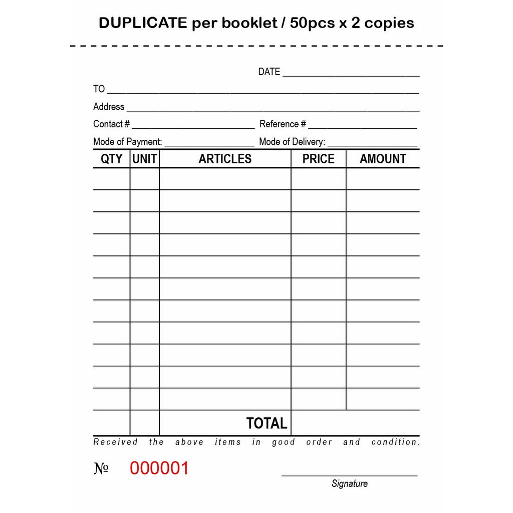 Order Slip / Delivery Receipt (50x2) Carbonized Shopee Philippines