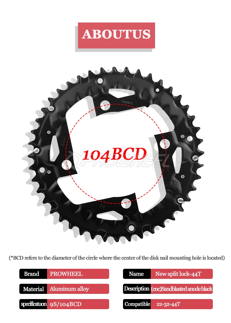 PROWHEEL Round Chainring 64/96/104BCD Mountain Bike Chainwheel 22T 24T ...