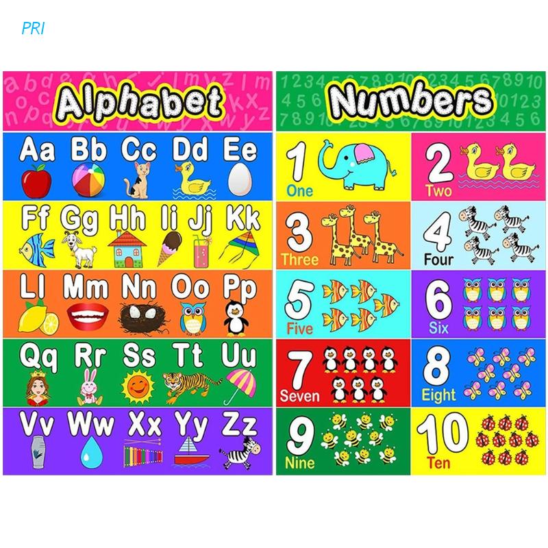 pri Laminated Preschool Poster for Toddlers and Kids 2 Pieces Full ...