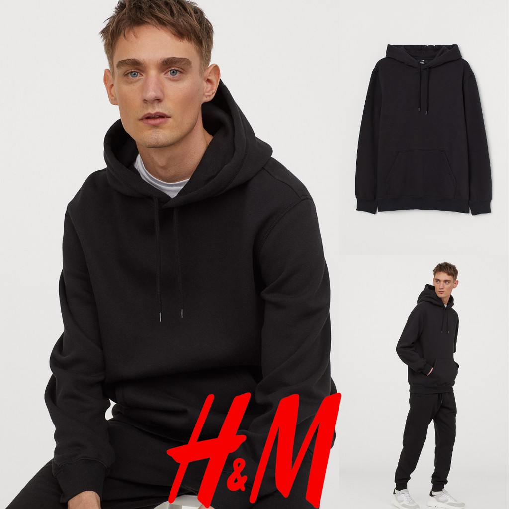 H and m 2024 black hoodie mens