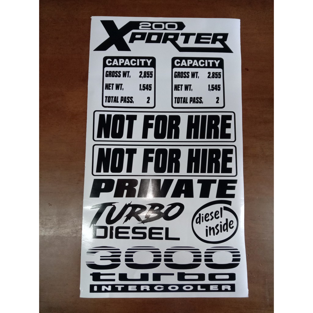 JAC x200 Capacity Sticker 1 SET Not For Hire, Private, Tailgate decal ...