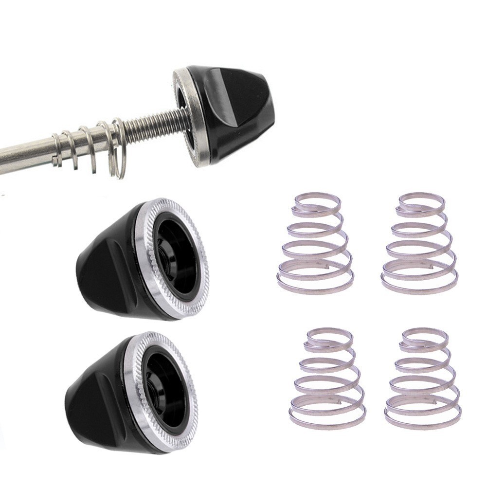 4 x QUICK RELEASE Bike Wheel SKEWER SPRING + 2 x M5 NUT Screw Nut Axle ...