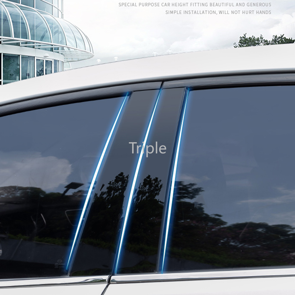 6Pcs Glossy Black Door Window Colomn B C Pillar Post Cover Trim Sticker ...