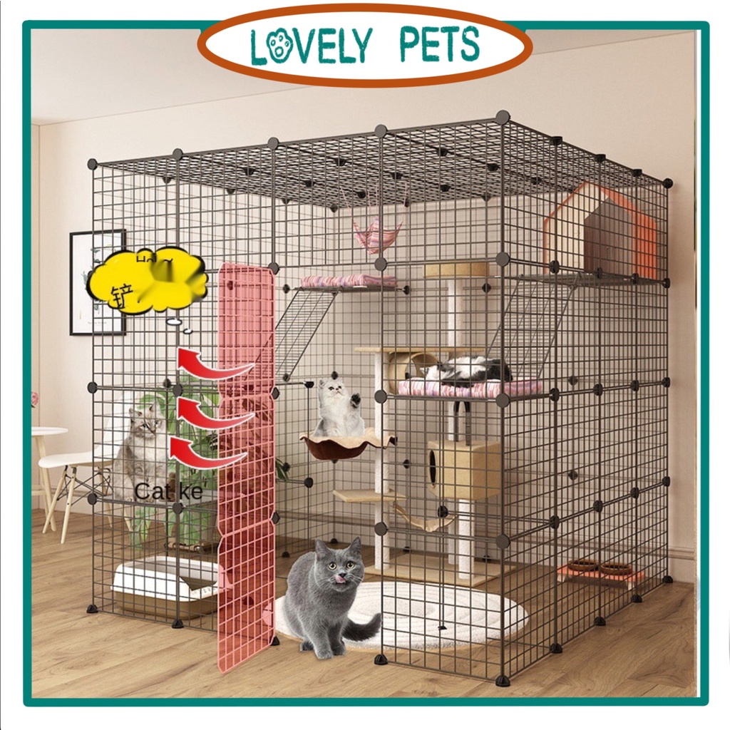 ┇Cat Cage Home Villa Large Free Space Indoor Large Cat House Cattery