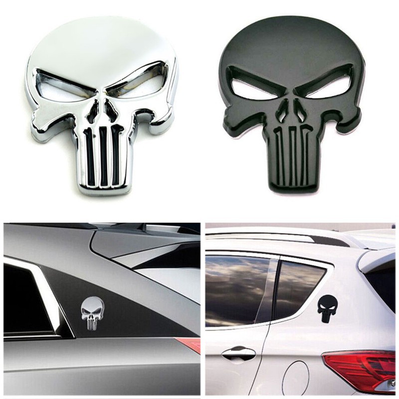 3D Skull Wing Metal Car Sticker Logo Skull Emblem Badge Car