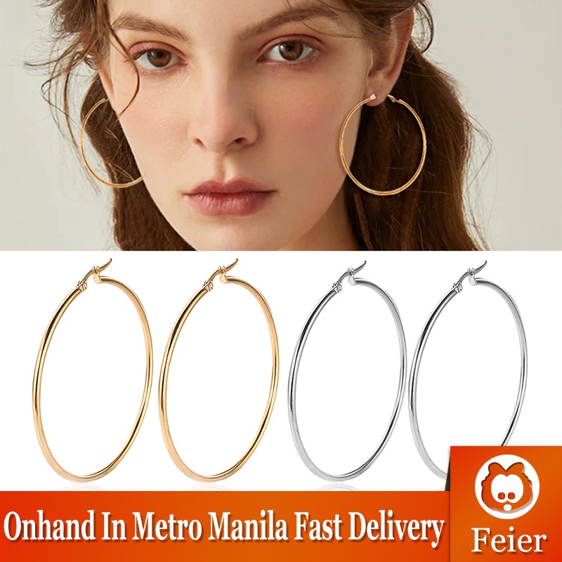 【Ready stock】Big Circle Earrings / Female Punk Circle Big Circle