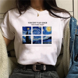 90s Vintage Tshirt Fashion Top Tees Female Vincent Van Gogh Harajuku  Aesthetic T Shirts Women Oil Painting Ullzang Funny T-shirt