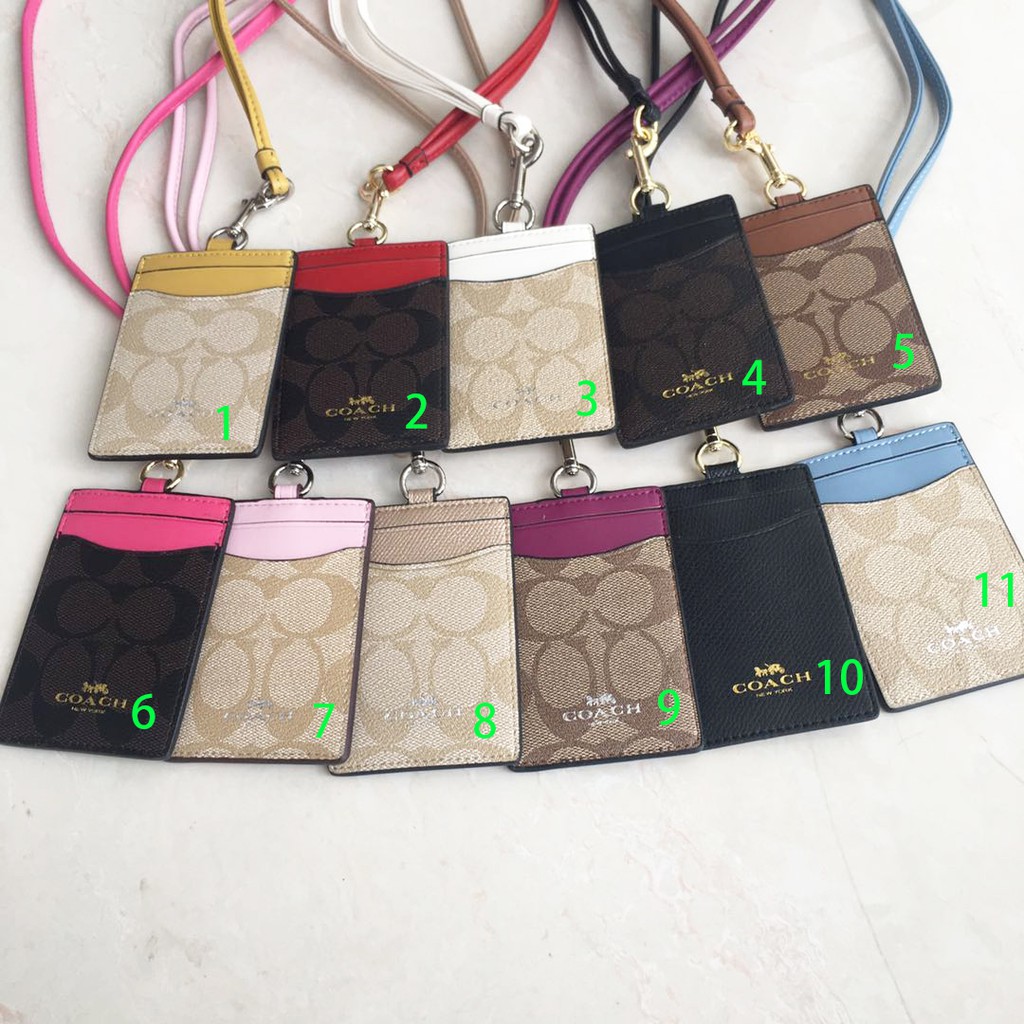 Coach factory outlet leather id lanyards coach hanging bag/work id/name ...