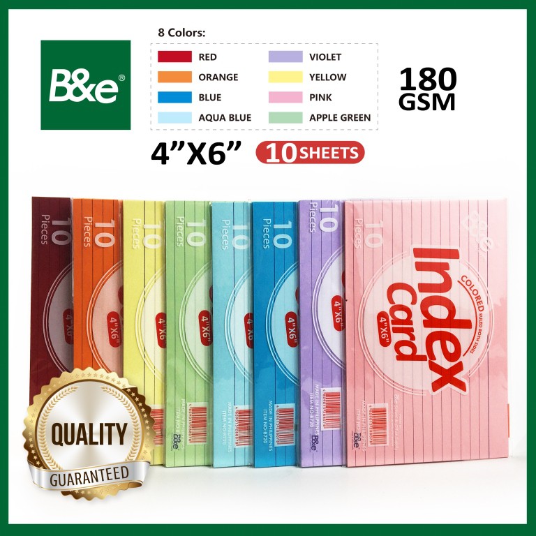 Bnesos Stationary School Supplies B&e Colored Index Card 4x6 10Sheets ...