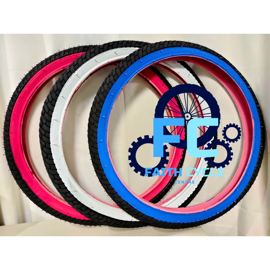 FREESTYLE LEO TIRE 16x2.125 / 20x1.75 WHITE/RED/BLACK SIDE FOLDING BIKE