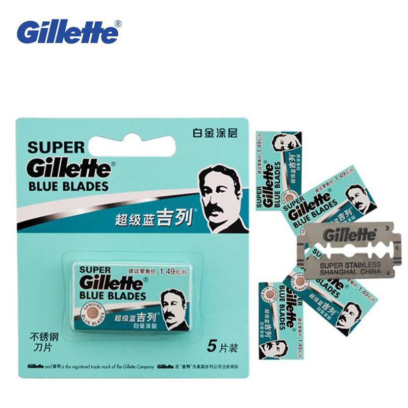 Gillette Super Blue Razor Blade For Men Stainless Steel Double Edge ...