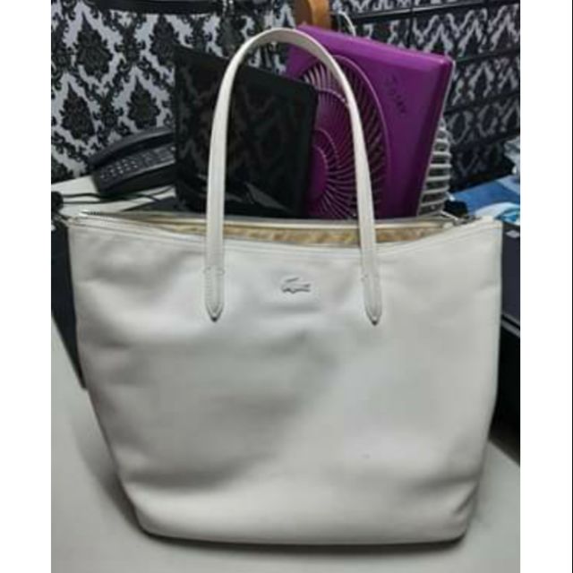 Lacoste white best sale tote bag