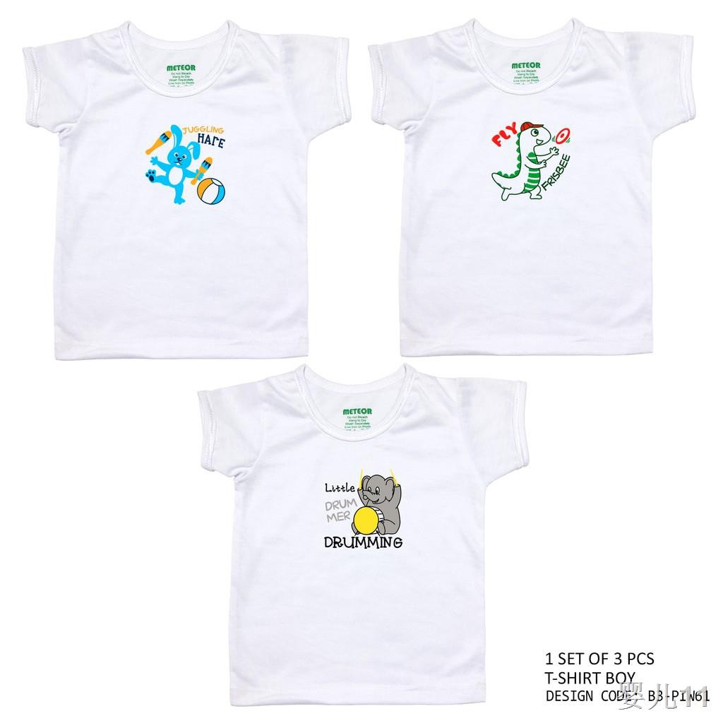 rester Bliv sur Konkurrere ☁♨3 pcs T-shirt Infant Boy Girl Printed White for Newborn Baby 0-12 months  | Shopee Philippines
