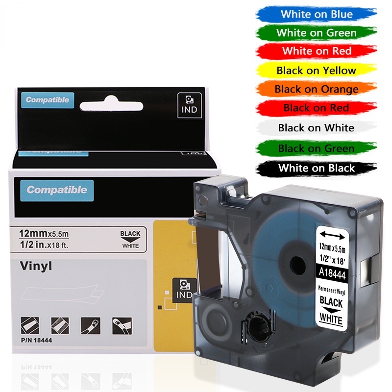 18443 18431 18434 18444 Label Tape Compatible for Dymo Rhino Vinyl ...